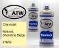 Preview: Chevrolet, Natural, Shoreline Beige, 57602: 400ml Sprühdose + 400ml Klarlack - Set, von ATW Autoteile West.